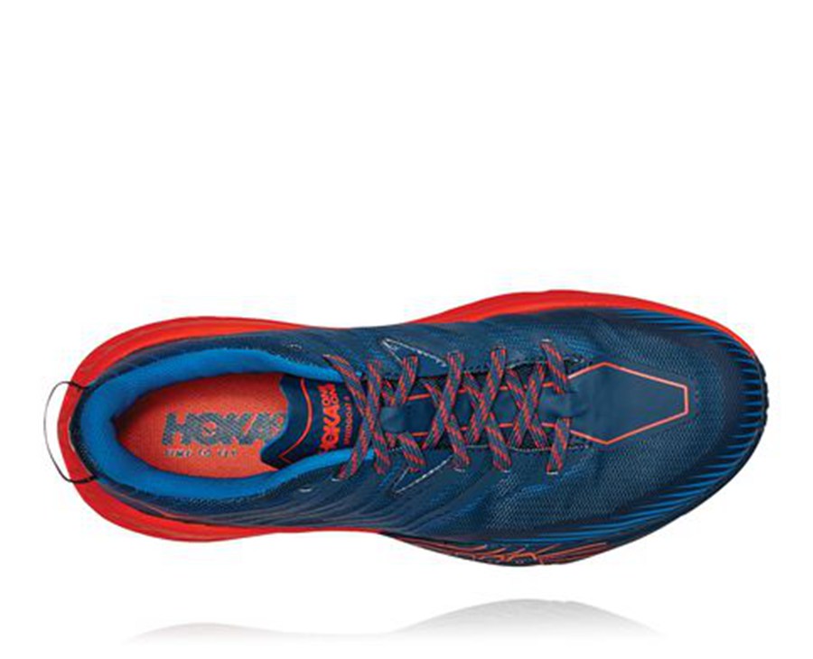 Hoka One One Speedgoat 4 Trailskor Herr - Blå/Röda - AELCG-4063